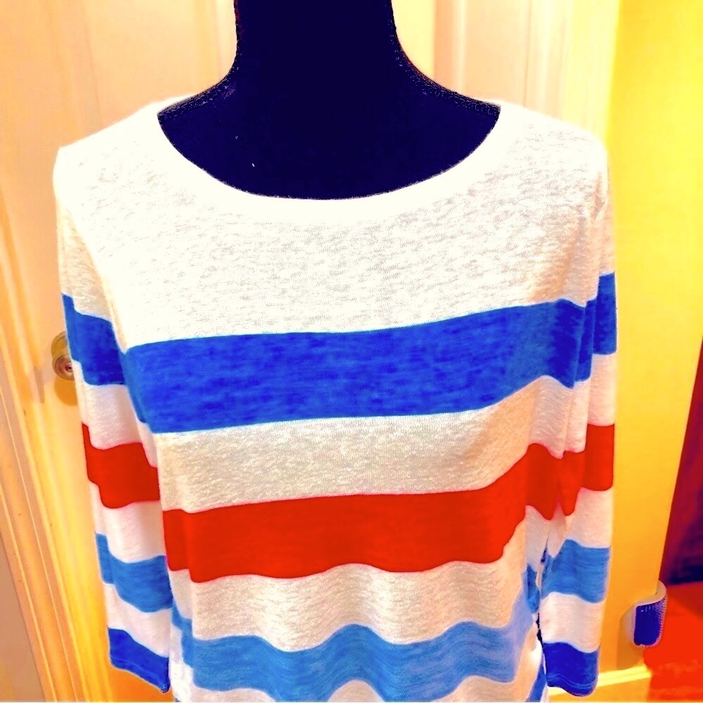 Talbots Red White & Blue Long Sleeve Tee Size M